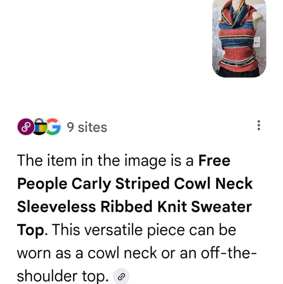 Free People NWT Carly Striped Multicolor Cowl Neck Sweater Large - Picture 10 of 10